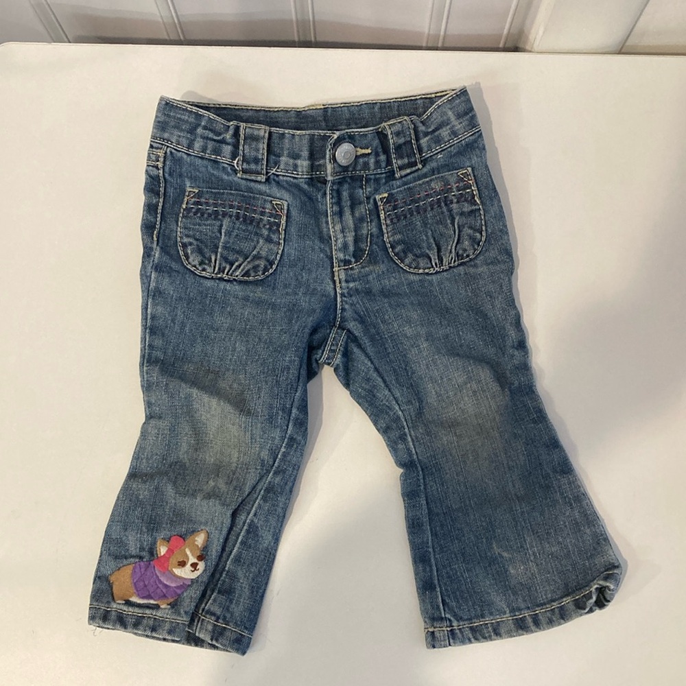 12-18 month Gymboree Stylish Corgi embroidered denim jeans